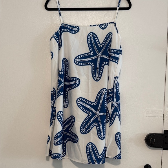 Blue and White Starfish Print Dress - Picture 1 of 2